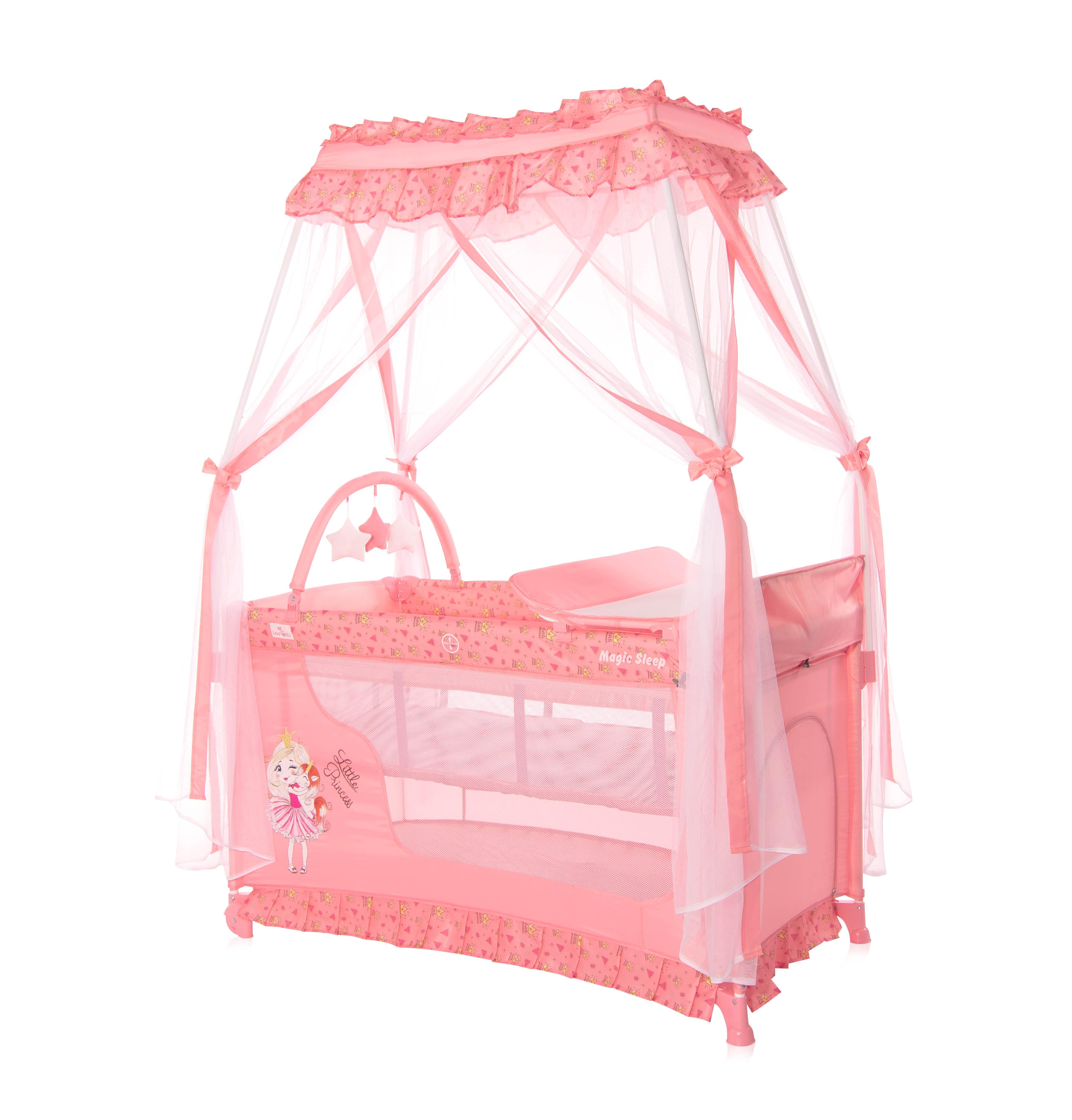 Patut pliabil stil baldachin Magic Sleep, cu accesorii, Pink Princess image 6