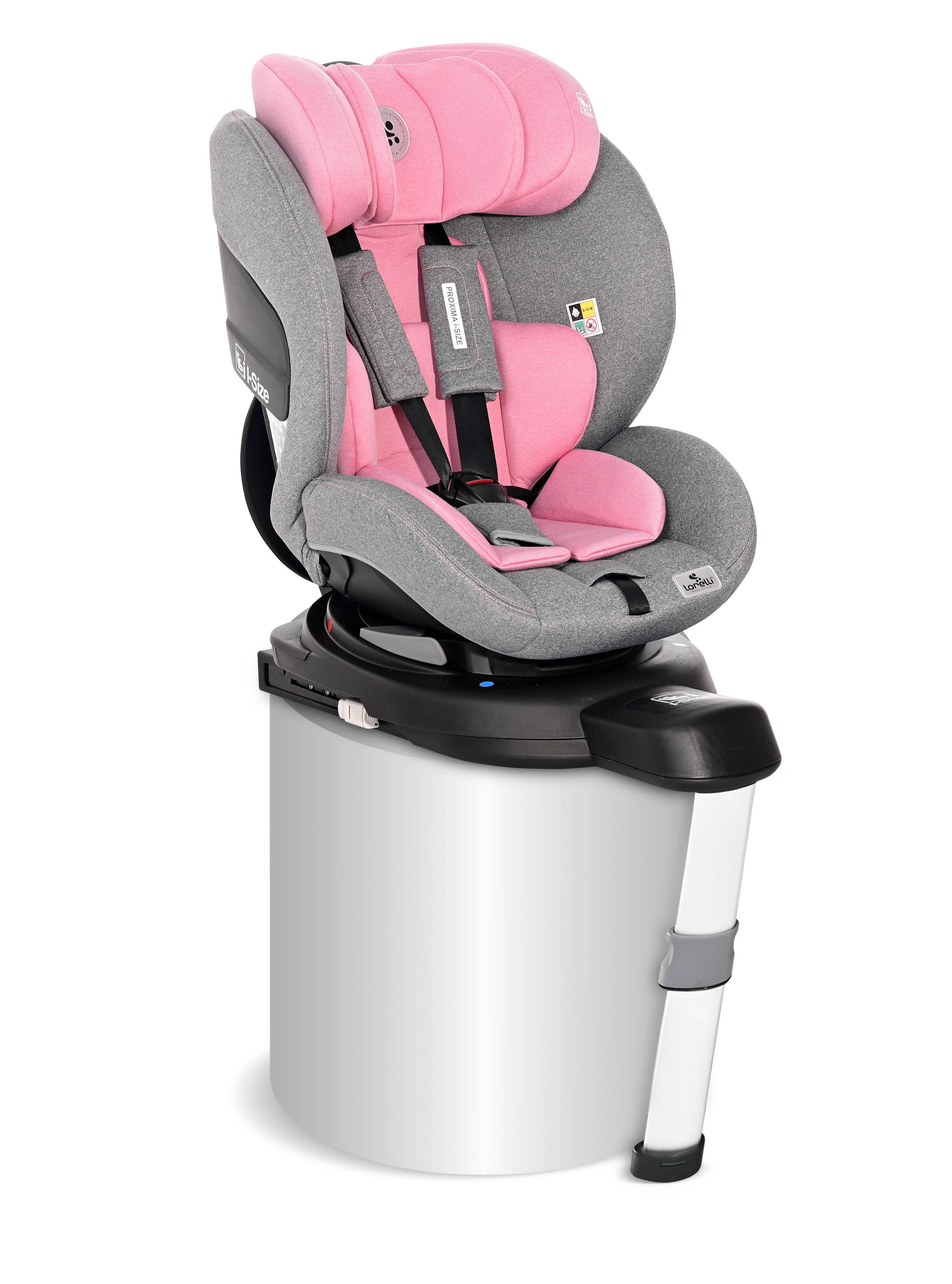 Scaun auto, Proxima, I-Size, Isofix, rotativ, 40-105 cm, Pink & Grey image 4