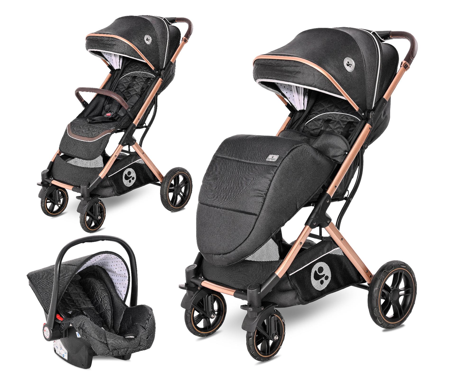 Carucior Set, Storm, pana la 22 kg, cos auto inclus, cadru aluminiu, Luxe Black image 7