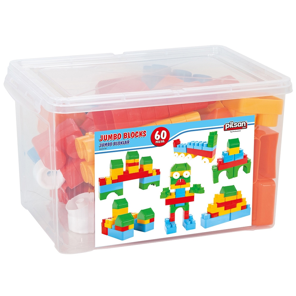 Jucarie Pilsan Cuburi de construit in cutie Jumbo Blocks 60 piese image 5