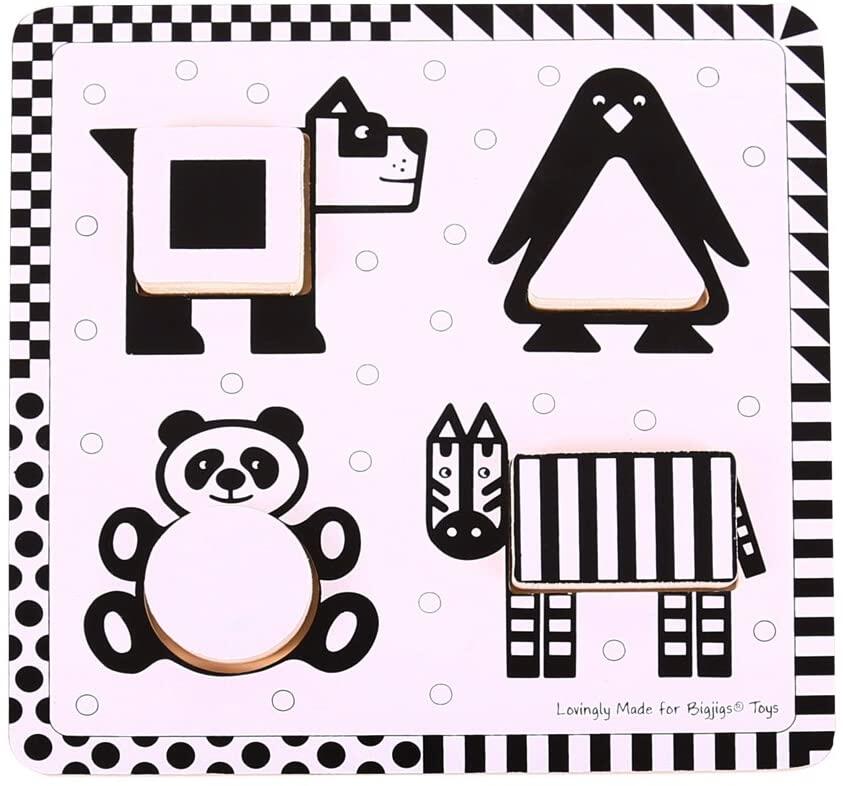 Puzzle alb-negru - animale si forme image 1