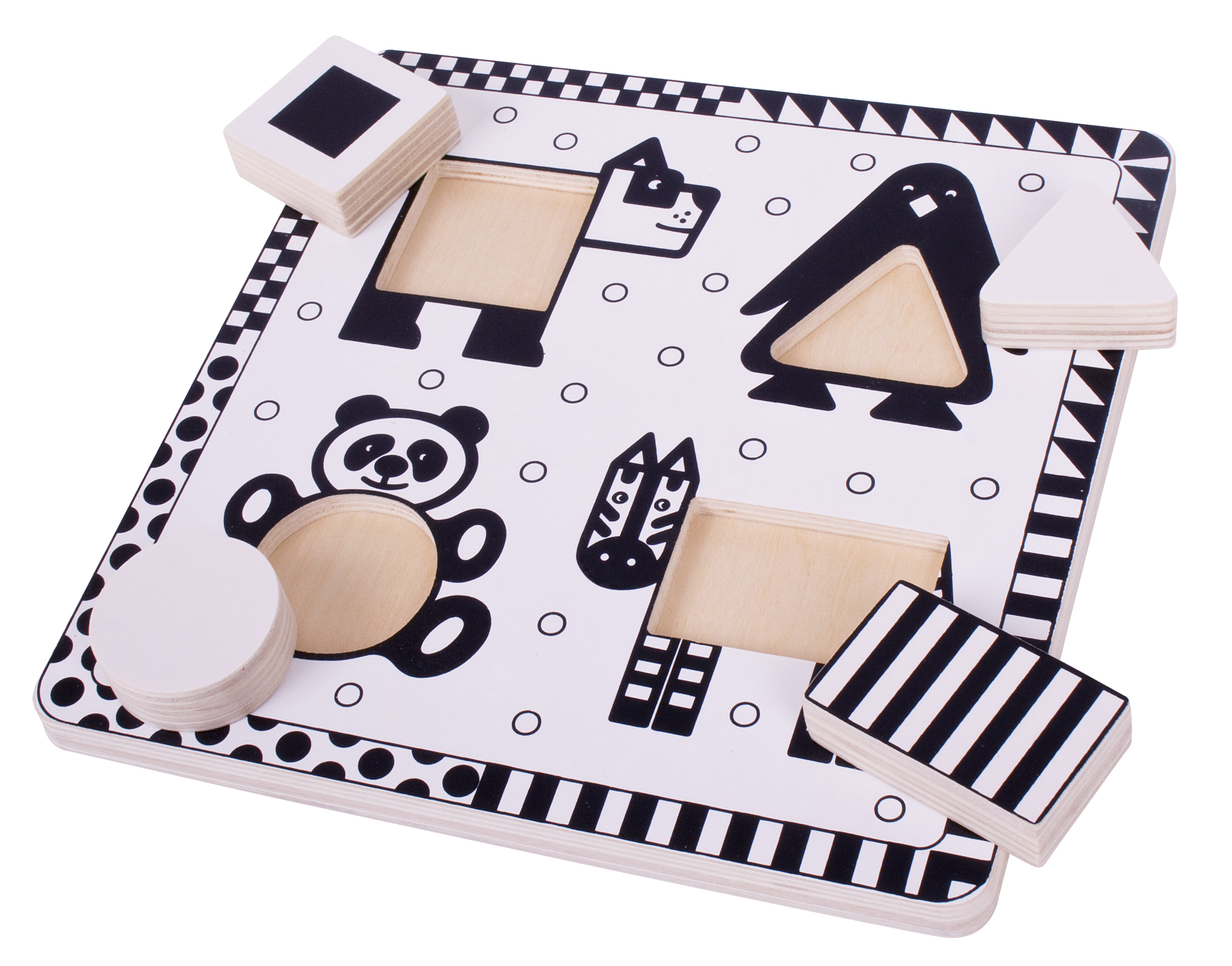 Puzzle alb-negru - animale si forme image 2