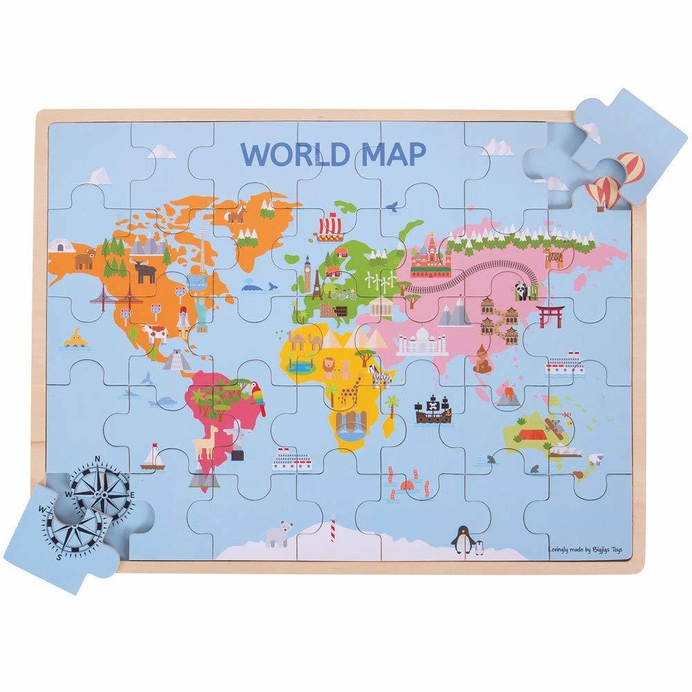 Puzzle din lemn - Harta lumii (35 piese) image 1