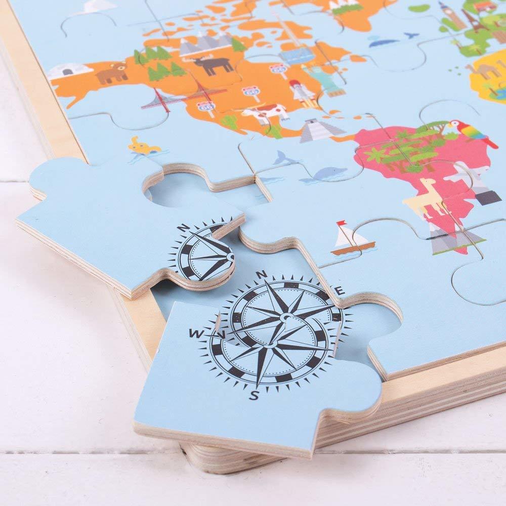 Puzzle din lemn - Harta lumii (35 piese) image 2