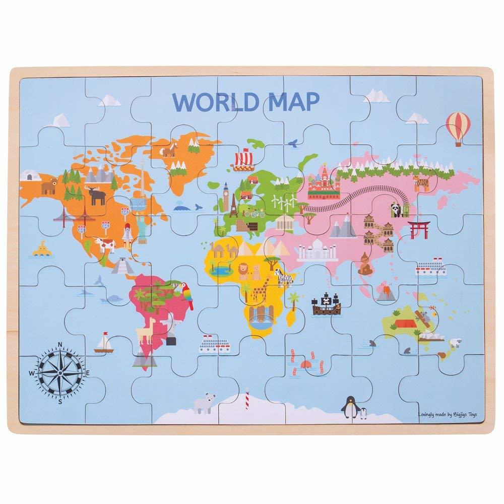 Puzzle din lemn - Harta lumii (35 piese) image 3