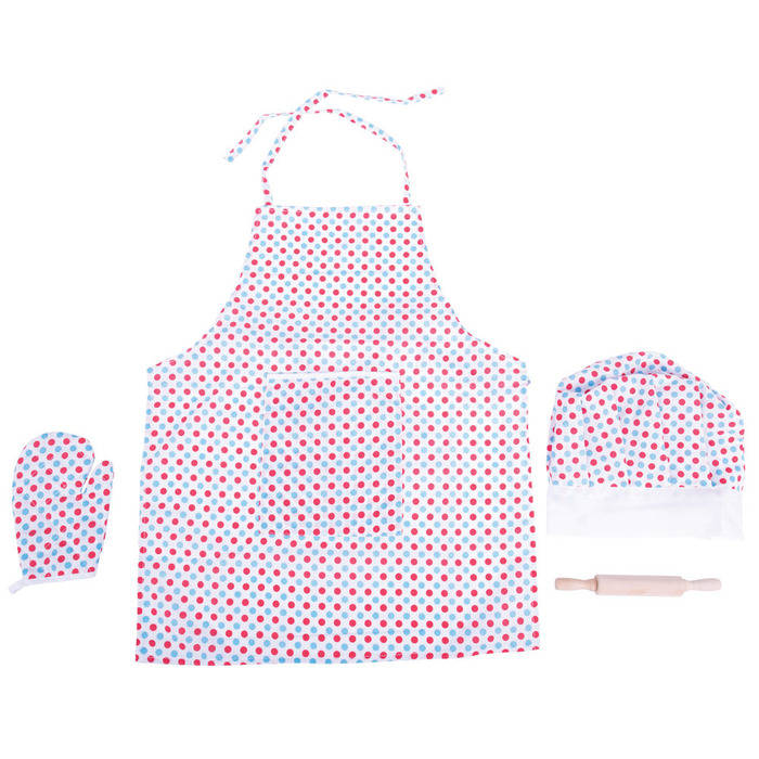 Set sortulet si accesorii alb cu buline image 1