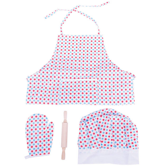 Set sortulet si accesorii alb cu buline image 2