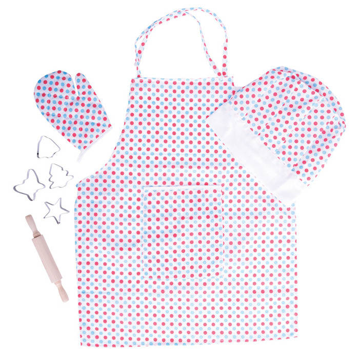 Set sortulet si accesorii alb cu buline image 4