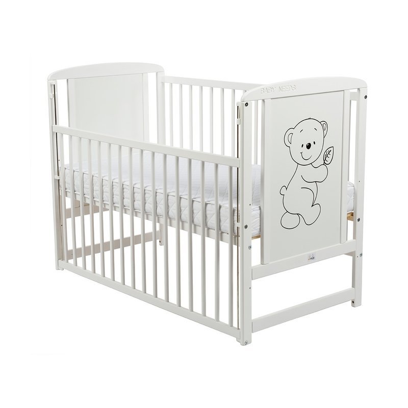 BabyNeeds - Patut din lemn Timmi 120x60 cm, cu laterala culisanta, Alb image 1