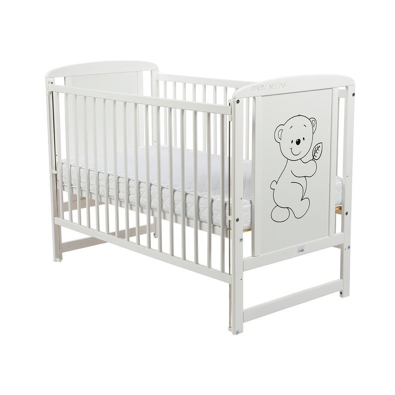 BabyNeeds - Patut din lemn Timmi 120x60 cm, cu laterala culisanta, Alb image 3