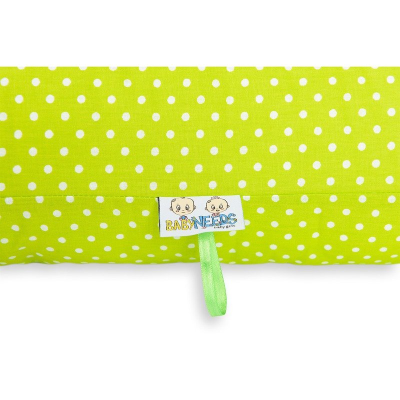 BabyNeeds - Perna 3 in 1 pentru gravide si bebelusi Soft, Cu husa din bumbac, Bulinute mici alb cu verde image 2