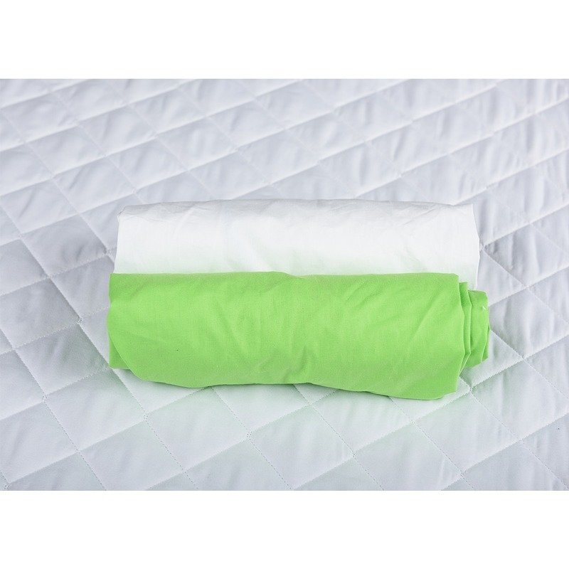 BabyNeeds - Set 2 cearceafuri cu elastic 120x60 cm, Verde+Alb image 1