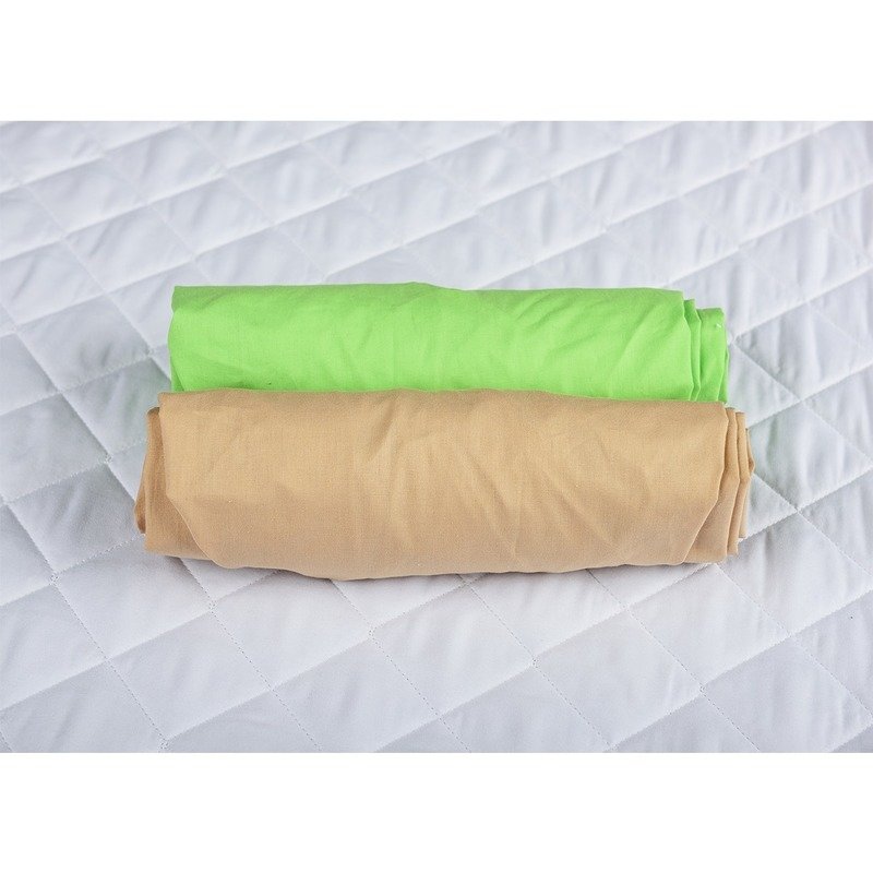 BabyNeeds - Set 2 cearceafuri cu elastic 140x70 cm, Cappuccino+Verde