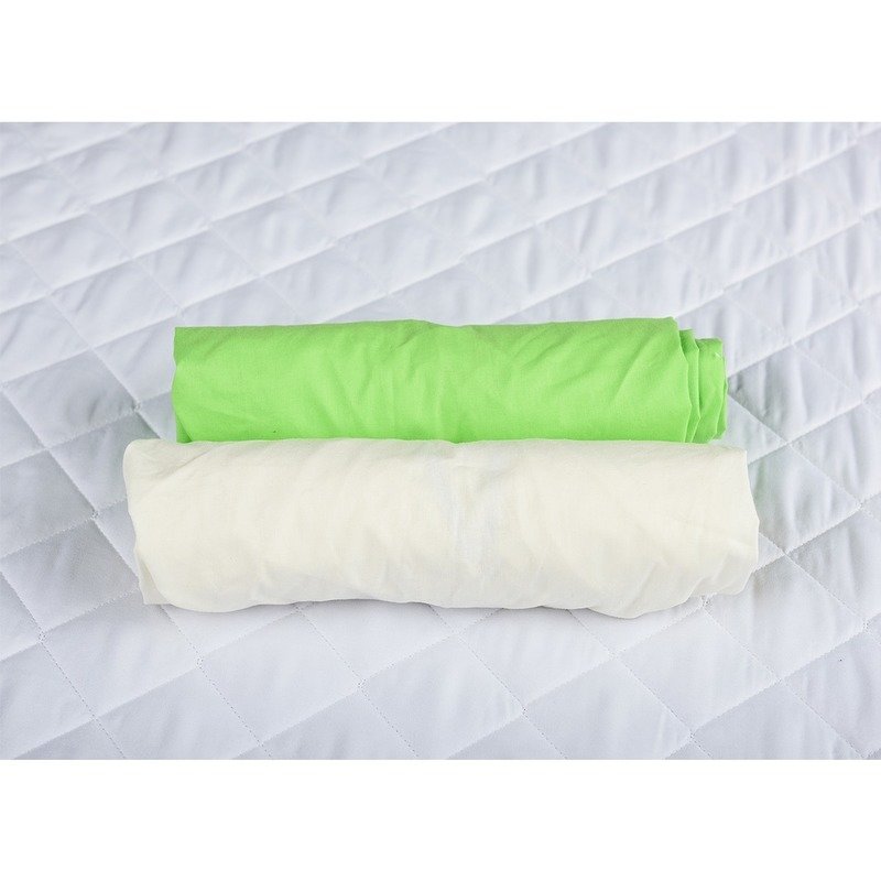 BabyNeeds - Set 2 cearceafuri cu elastic 140x70 cm, Verde+Alb