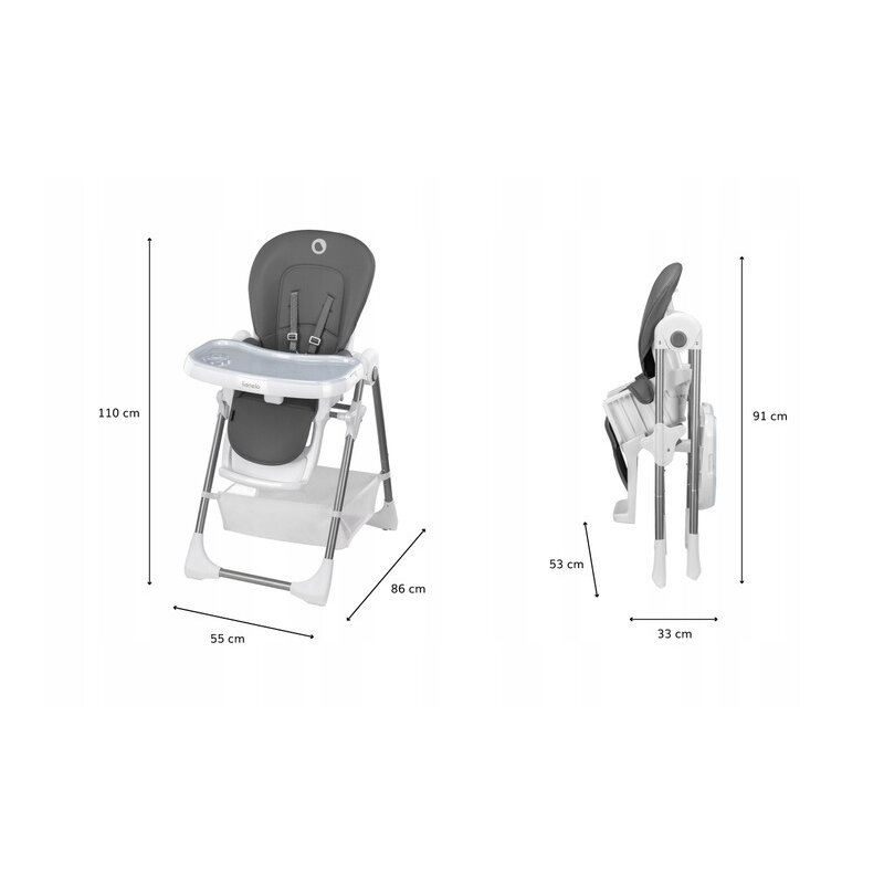 Lionelo - Scaun de masa Reglabil Linn Plus din Metal, Gri image 2