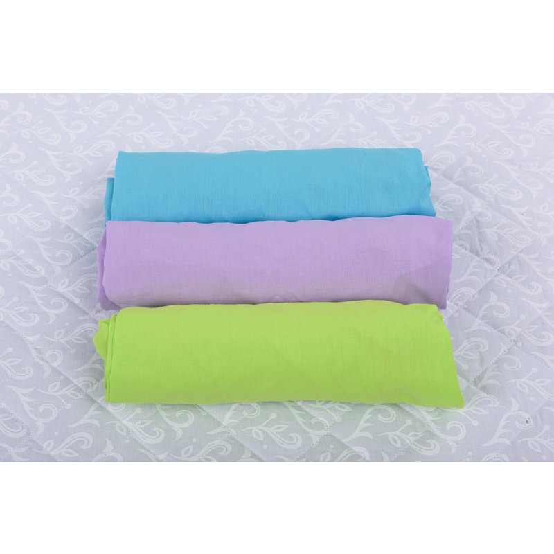 BabyNeeds - Set 3 cearceafuri cu elastic 120x60 cm, Bleu+Lila+Verde image 1