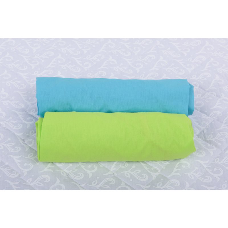 BabyNeeds - Set 2 cearceafuri cu elastic 120x60 cm, Bleu+Verde image 1