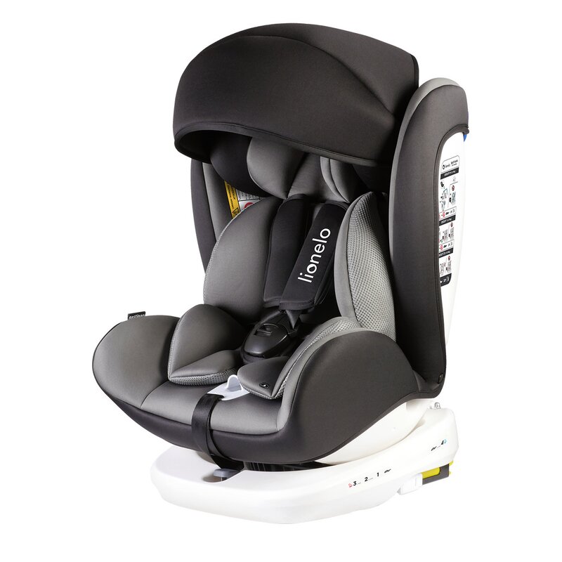 Lionelo - Scaun auto Bastiaan Pozitie de somn, Rotire 360 grade, 0-36 Kg, cu Isofix, Gri