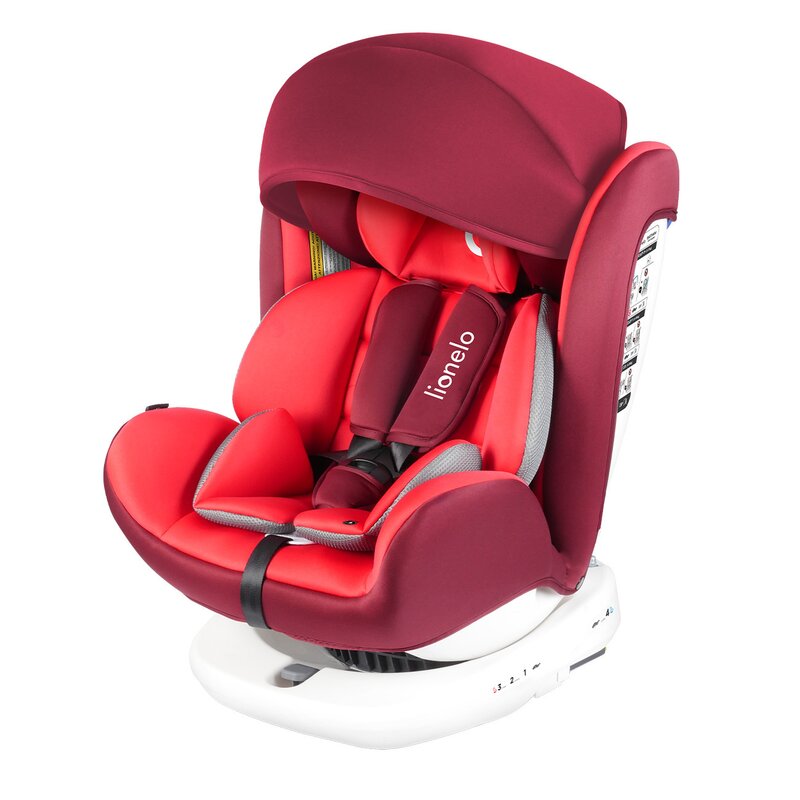 Lionelo - Scaun auto Bastiaan Pozitie de somn, Rotire 360 grade, 0-36 Kg, cu Isofix, Rosu