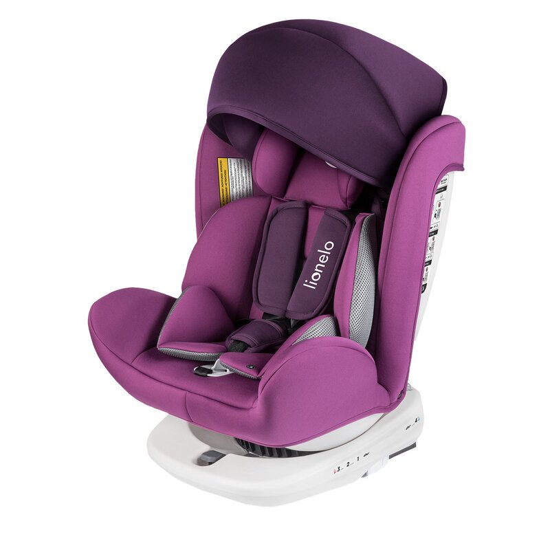 Lionelo - Scaun auto Bastiaan Pozitie de somn, Rotire 360 grade, 0-36 Kg, cu Isofix, Violet