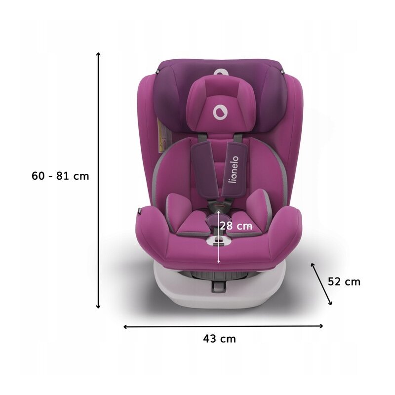 Lionelo - Scaun auto Bastiaan Pozitie de somn, Rotire 360 grade, 0-36 Kg, cu Isofix, Violet image 2