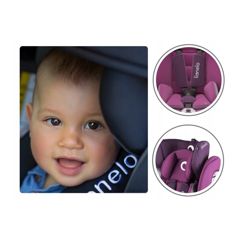 Lionelo - Scaun auto Bastiaan Pozitie de somn, Rotire 360 grade, 0-36 Kg, cu Isofix, Violet image 31