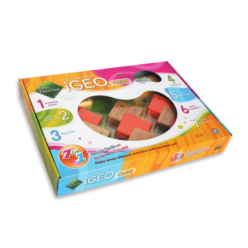 Genii Creation - Joc magnetic educativ din lemn Figuri geometrice 9 piese