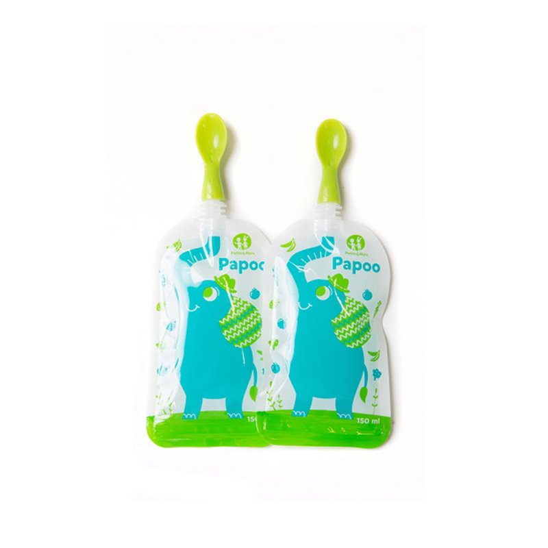 Petite&Mars - Set 2 lingurite cu infiletare pentru pungile Papoo Verde image 3