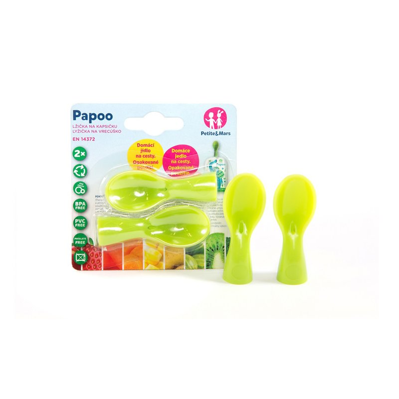 Petite&Mars - Set 2 lingurite cu infiletare pentru pungile Papoo Verde image 4