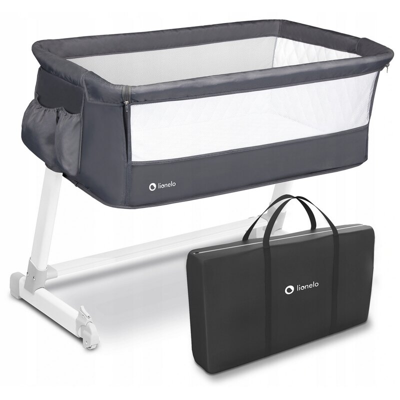 Lionelo - Patut co-sleeper Theo Dark 2 in 1, 90x50 cm, Gri