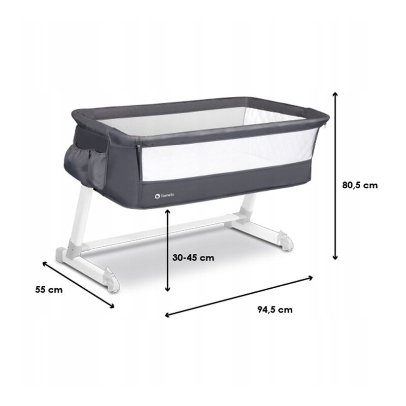 Lionelo - Patut co-sleeper Theo Dark 2 in 1, 90x50 cm, Gri image 2