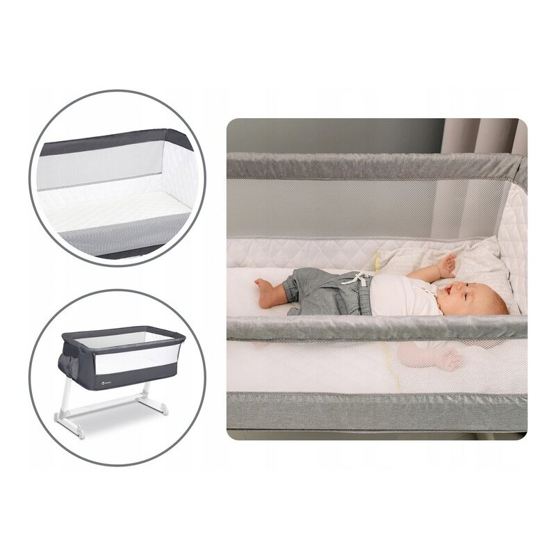 Lionelo - Patut co-sleeper Theo Dark 2 in 1, 90x50 cm, Gri image 28