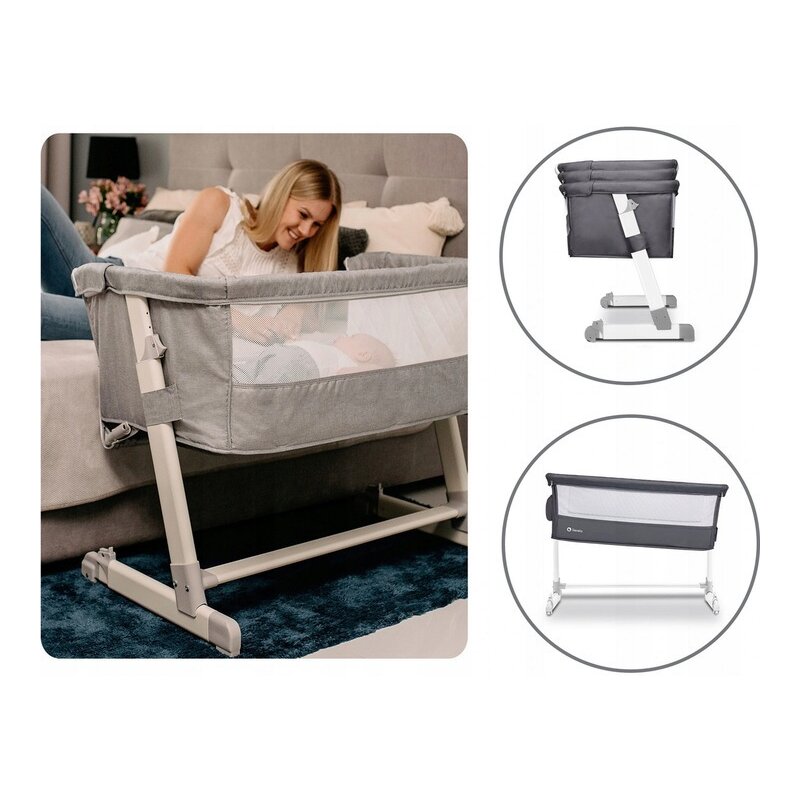 Lionelo - Patut co-sleeper Theo Dark 2 in 1, 90x50 cm, Gri image 31