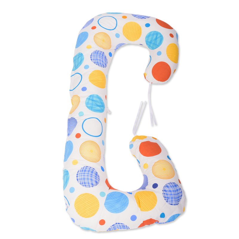 BabyNeeds - Perna 3 in 1 pentru gravide si bebelusi Soft Plus, Cu husa detasabila din bumbac, Buline colorate image 2