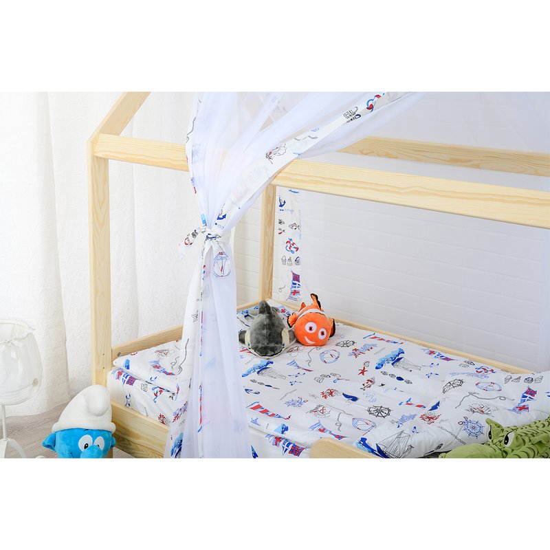 BabyNeeds - Patut din lemn Casuta 160x80 cm, Natur image 10