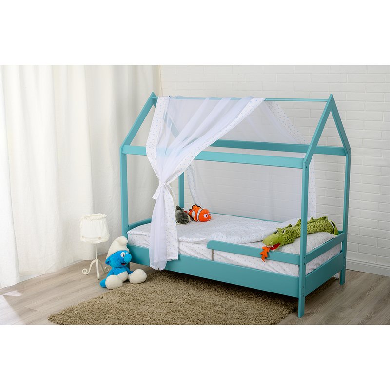 BabyNeeds - Patut din lemn Casuta 160x80 cm, Mint image 1