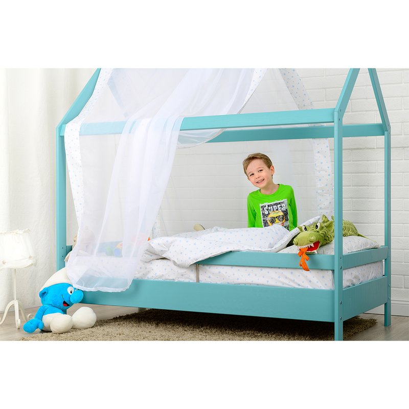 BabyNeeds - Patut din lemn Casuta 160x80 cm, Mint image 4