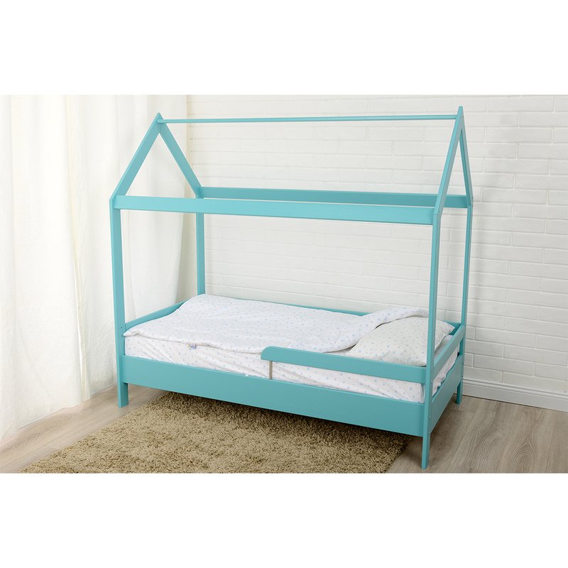 BabyNeeds - Patut din lemn Casuta 160x80 cm, Mint image 8