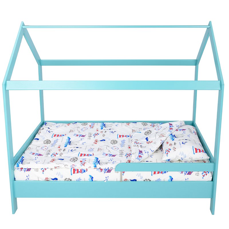 BabyNeeds - Patut din lemn Casuta 160x80 cm, Mint image 12