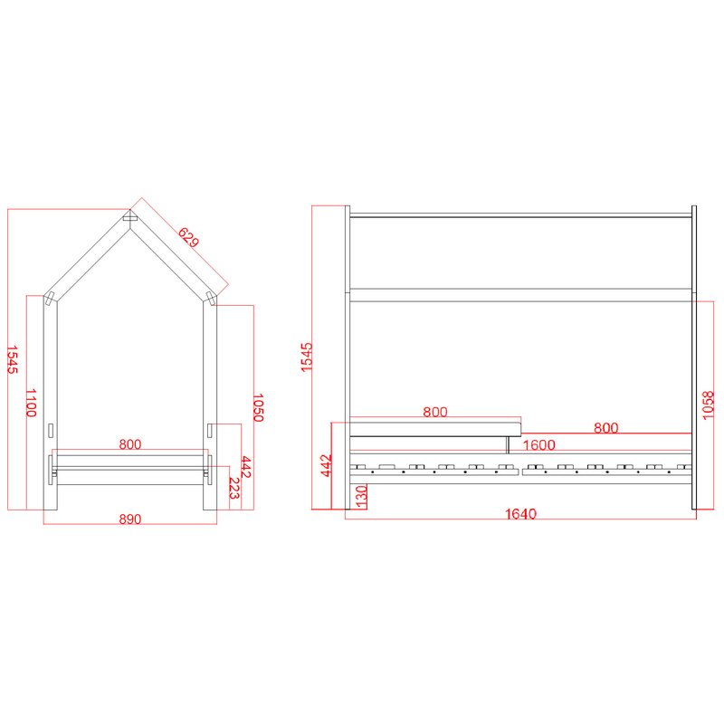 BabyNeeds - Patut din lemn Casuta 160x80 cm, Gri image 4