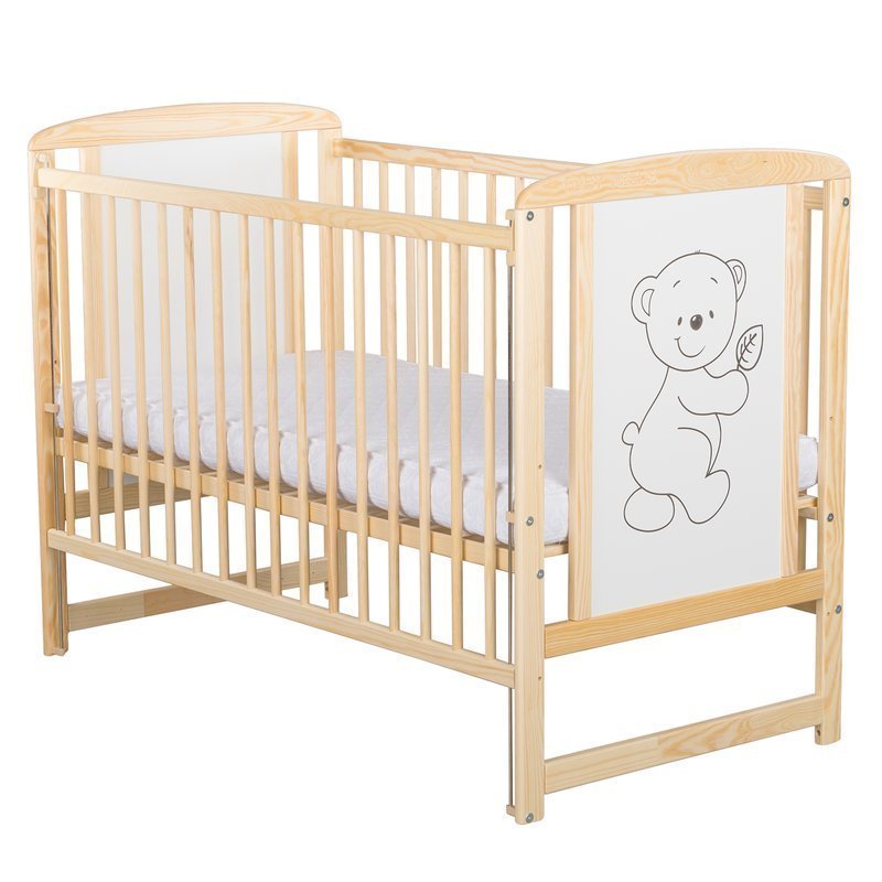 collection doubt Wish BabyNeeds - Patut din lemn Timmi 120x60 cm, cu laterala culisanta, Natur +  Saltea 12 cm [Vezi oferta!] - Baby24.ro