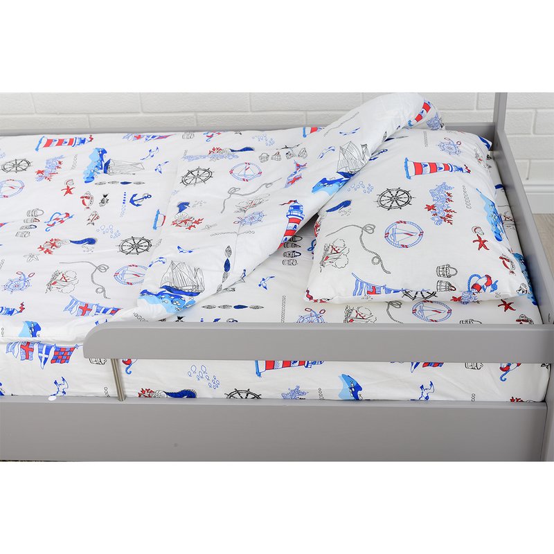 BabyNeeds - Patut din lemn Casuta 160x80 cm, Gri + Saltea 15 cm image 9