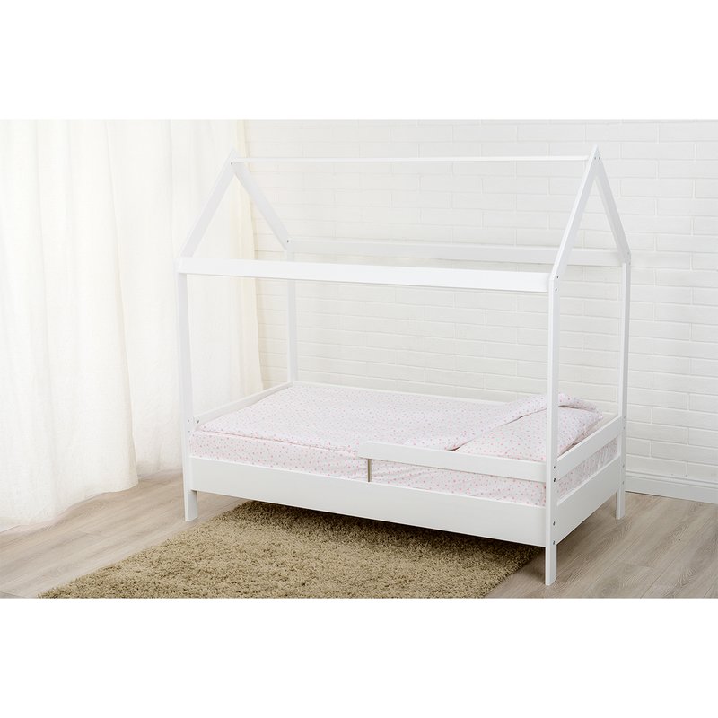 BabyNeeds - Lenjerie patut 3 piese, Cu pernuta, Plapumioara, Cearceaf, Din bumbac, Pentru patut 160x80 cm, Alb cu stelute roz image 1