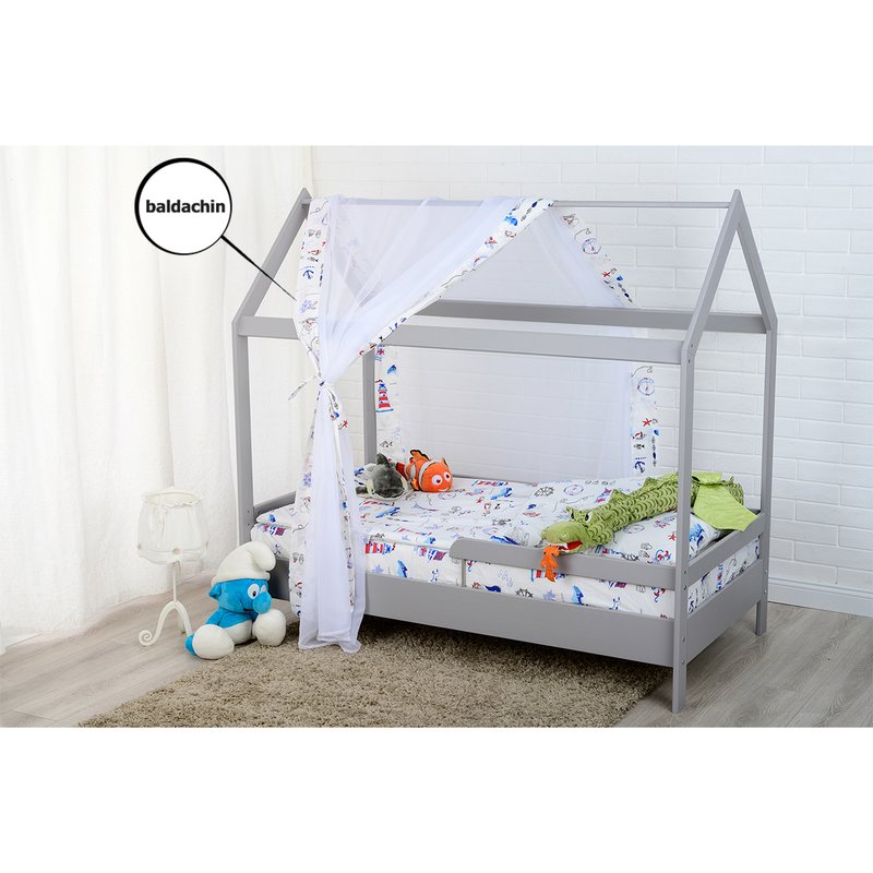 BabyNeeds - Baldachin din voal pentru patut, Aventura pe mare, Albastru