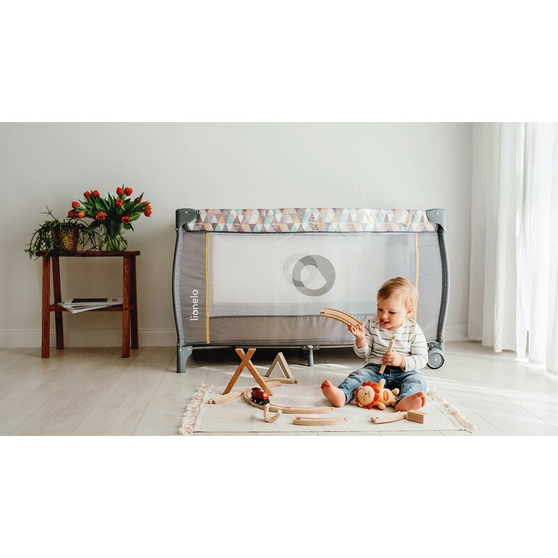 Lionelo - Patut pliant cu doua nivele Sven Plus, 120x60 cm, arcada jucarii, masuta de infasat, vibratii, melodii, Grey Scandi image 22