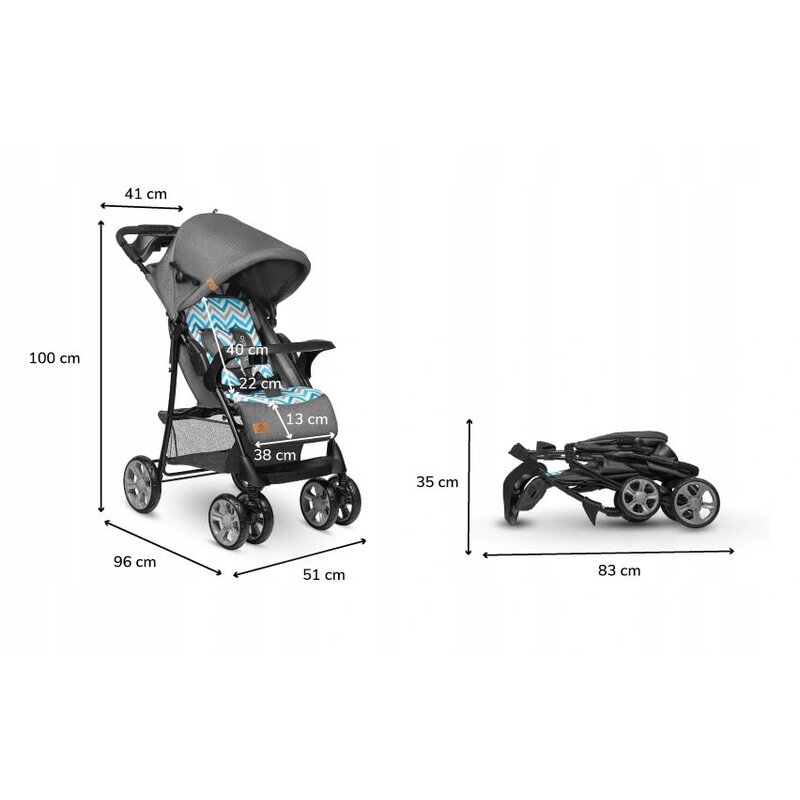 Lionelo - Carucior sport Emma Plus Scandi Cu accesorii, Albastru image 2