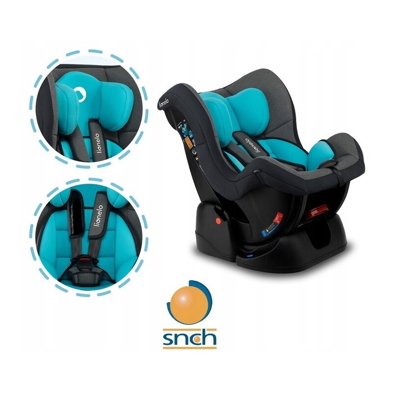 Lionelo - Scaun auto Liam Sky Spatar reglabil, Pozitie de somn, 0-18 Kg, Turcoaz image 4