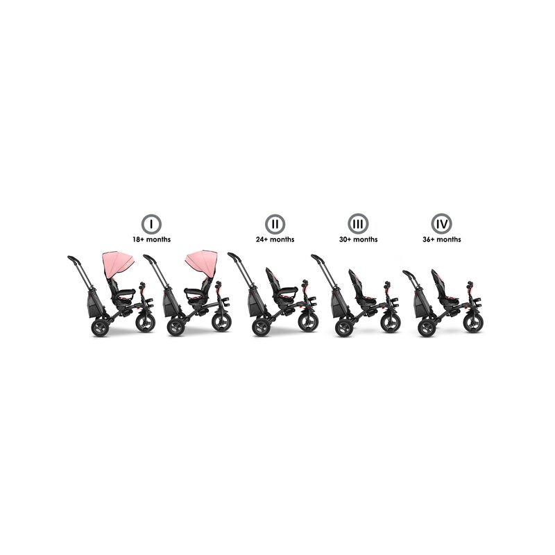 Lionelo - Tricicleta Tris Candy Mecanism de pedalare libera, Suport picioare, Control al directiei, Scaun reversibil, Rotire 360 grade, Pliabila, Roz/Gri image 4