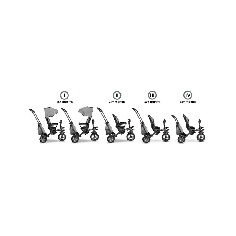 Lionelo - Tricicleta Tris Stone Grey Mecanism de pedalare libera, Suport picioare, Control al directiei, Scaun reversibil, Rotire 360 grade, Pliabila, Gri image 4