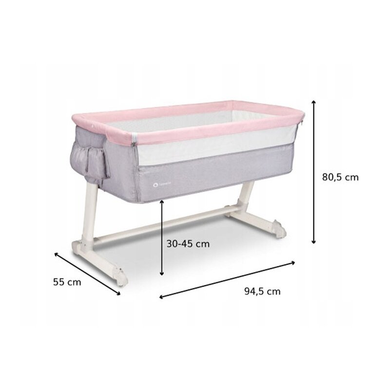 Lionelo - Patut co-sleeper Theo Magnolia 2 in 1, 90x50 cm, Roz image 2